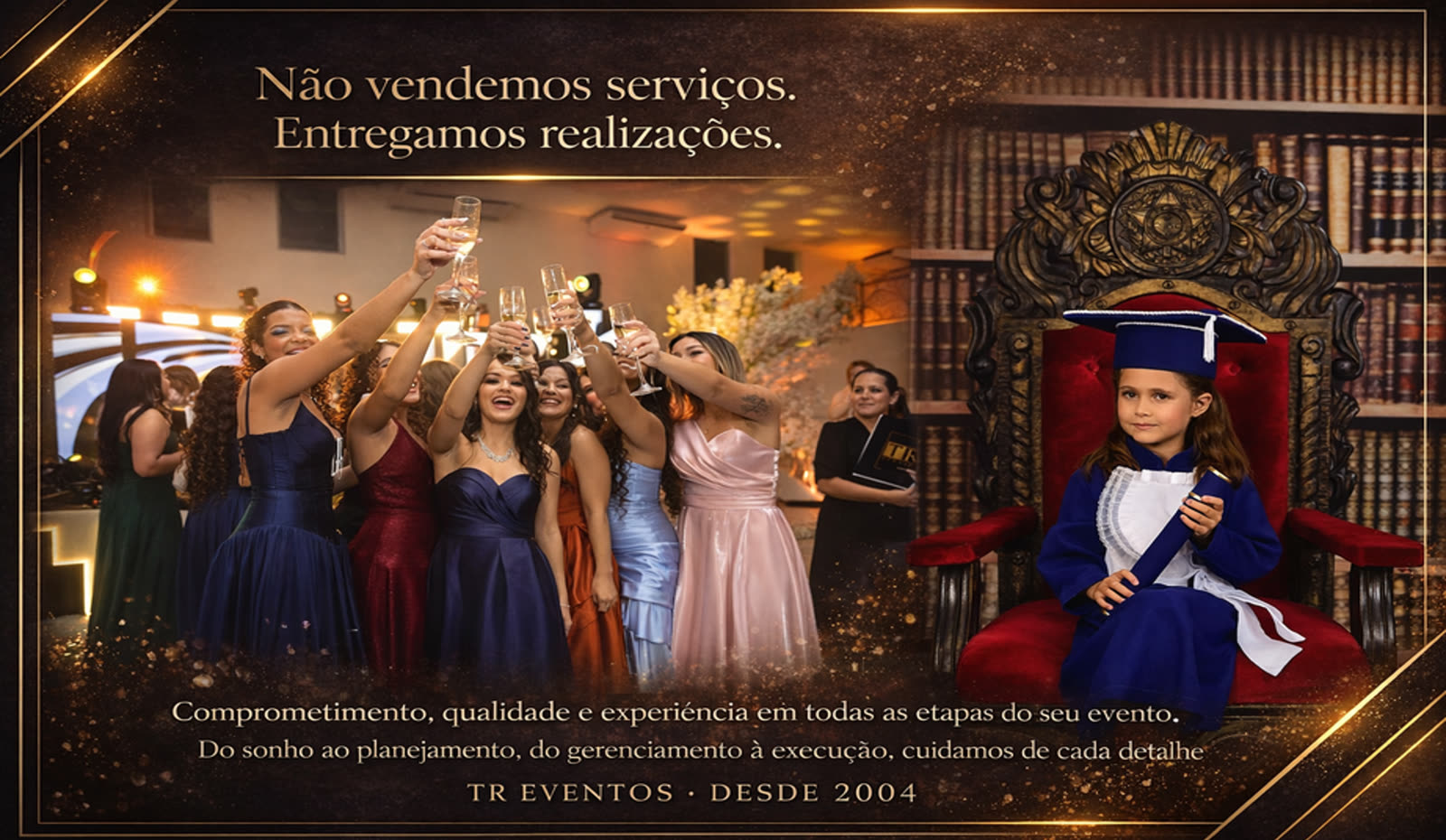 Turma em evento de formatura acompanhado pela TR Eventos